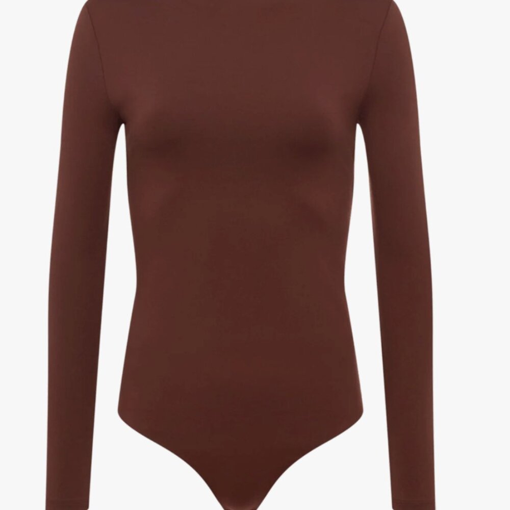 NWOT Nuuds Open Back Bodysuit Medium Black Cherry Slimming Bodycon Holiday Top - Picture 3 of 10
